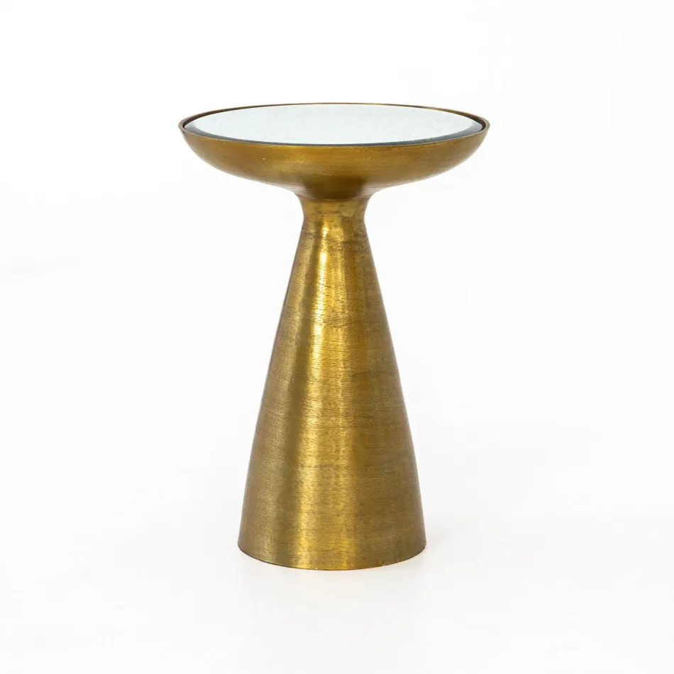 Marlow Mod Pedestal Table Ash Glass Brushed Brass