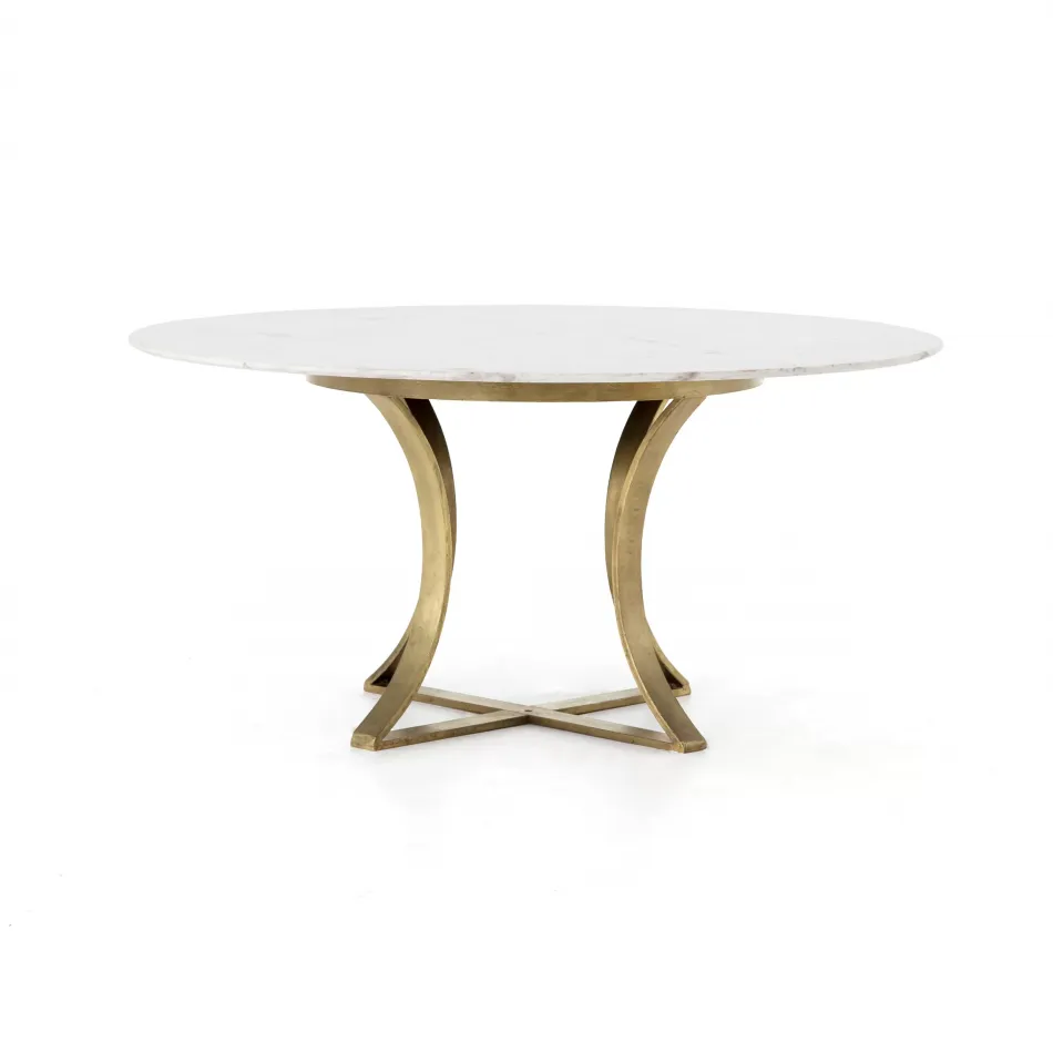 Gage Dining Table 60" Polished White Marble
