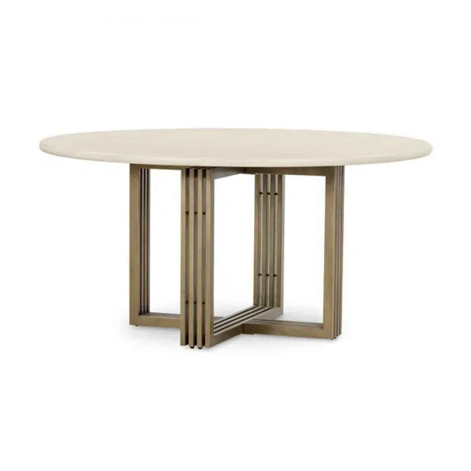 Mia Round Dining Table Parchment White