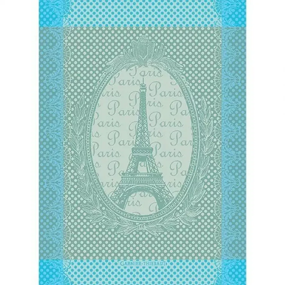 Eiffel Vintage Celadon Kitchen Towel 22" x 30" 100% Cotton