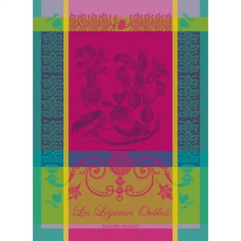 Legumes Oublies Fuchsia Kitchen Towel 22" x 30"