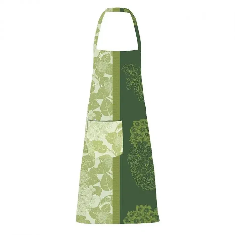 Mille Hortensias Vert Coated Cotton Apron 30" x 33"