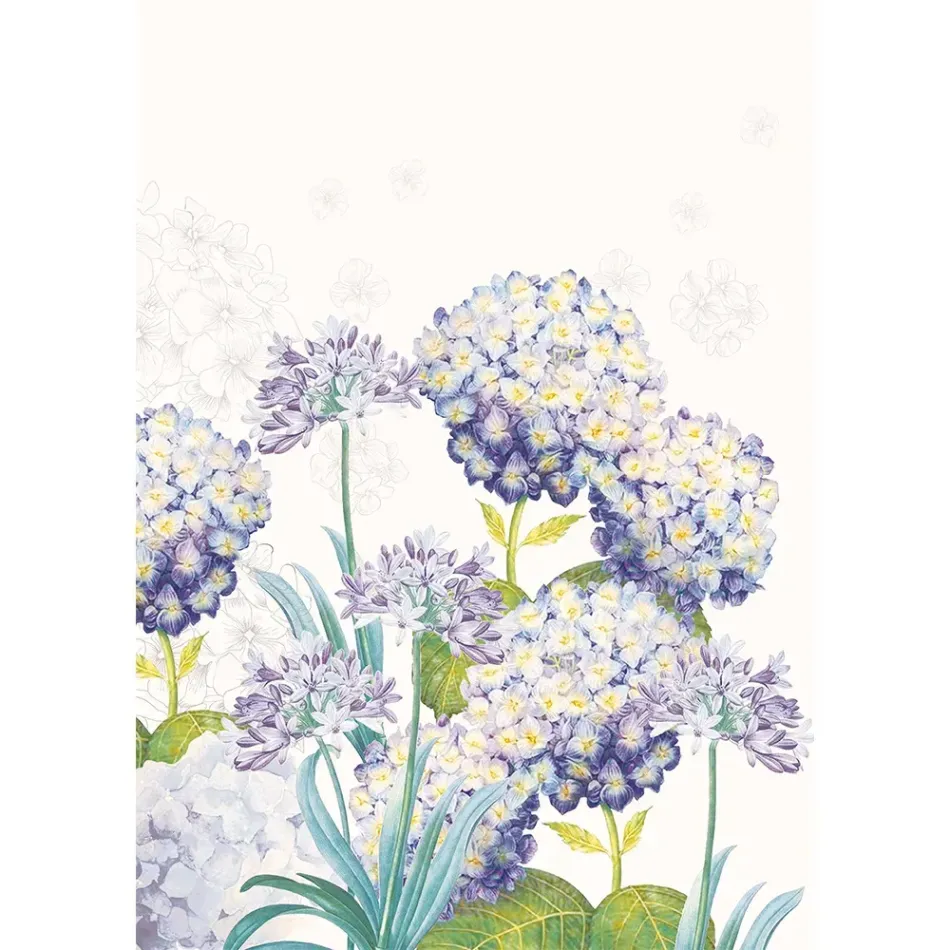 Jardin D'Hortensias Bleu Cotton-Linen Blend Kitchen Towel