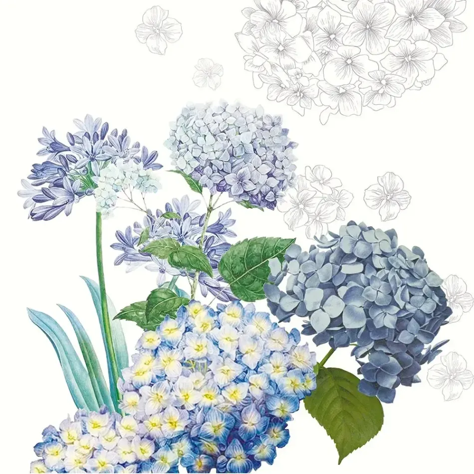 Jardin De Bretagne Bleu Cotton-Linen Blend Napkin