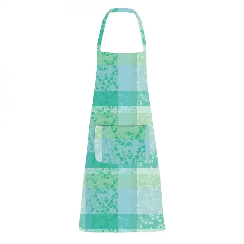 Mille Feuillages Turquoise Apron 30"x33", Coated Cotton