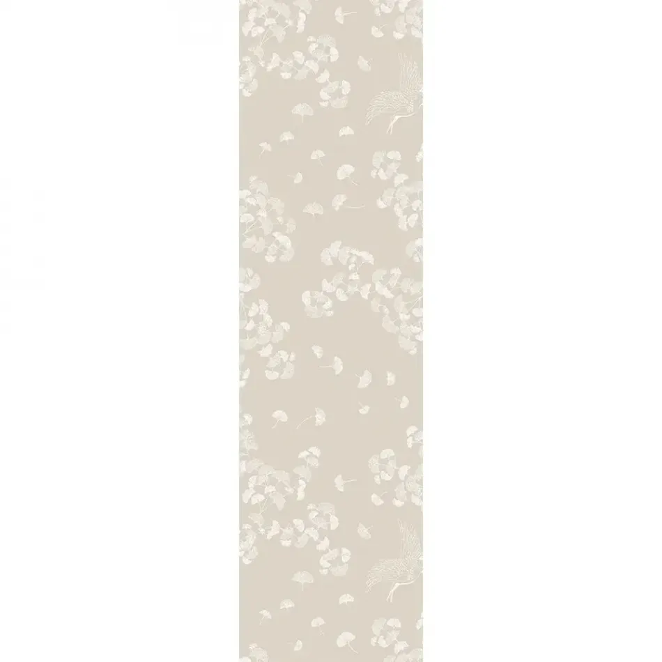 Mille Ginkos Naturel Tablerunner 22"x71", 100% Cotton