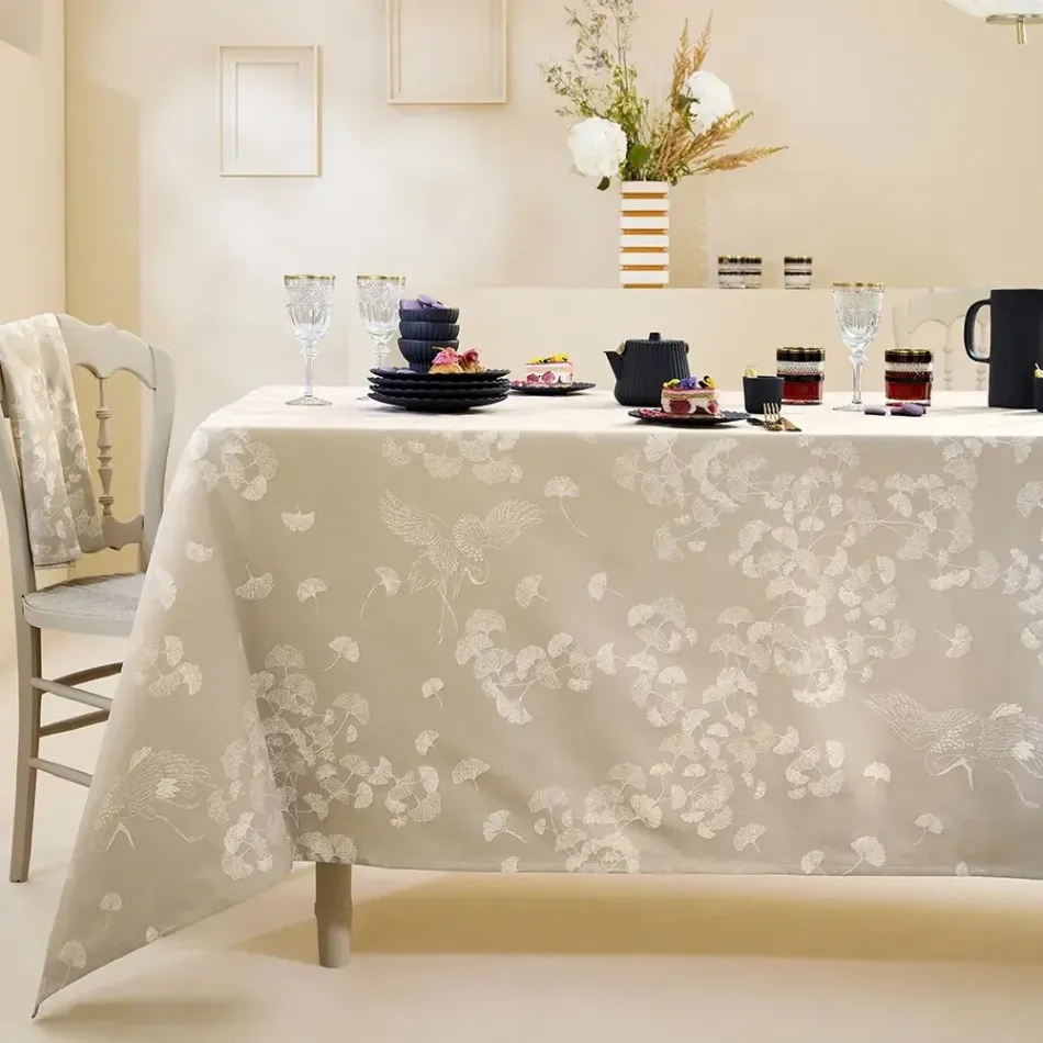 Mille Ginkos Naturel Coated Table Linens