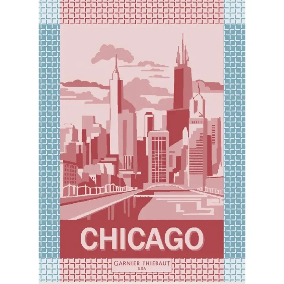 Chicago Blue Jacquard Kitchen Towel