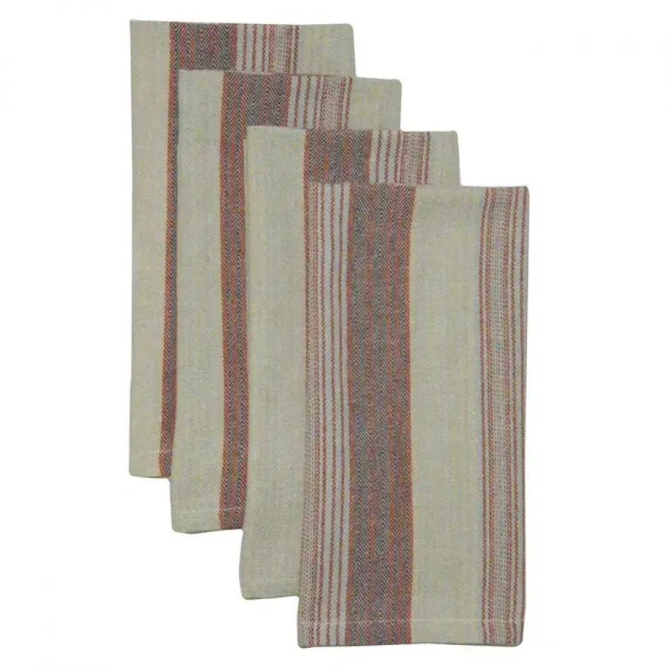 Foresti Herringbone Multi-Color Striped Set of 4 Napkins 22"x23"