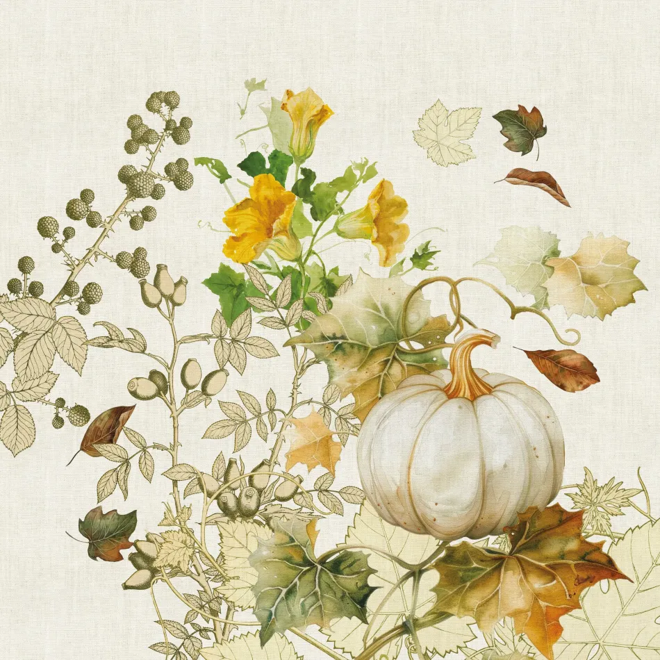 Delices D'Automne Potiron 50% Cotton 50% Linen Printed Napkin 20"x20"