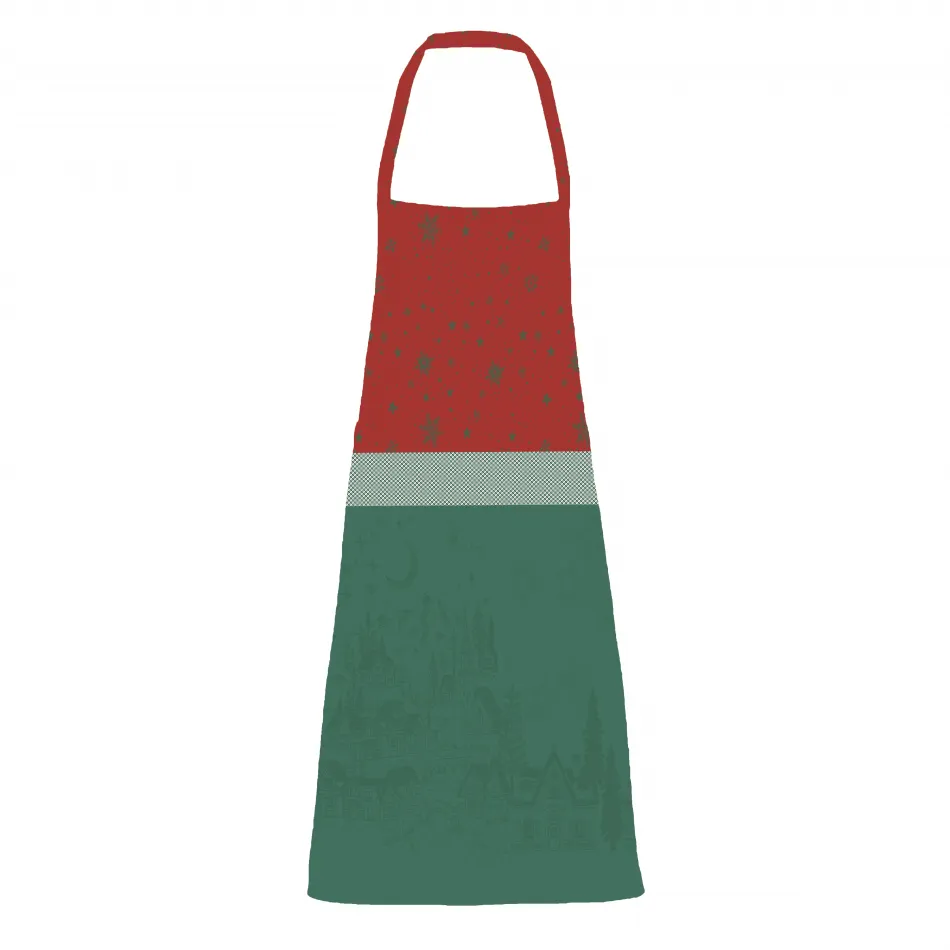 Noel Magique Houx Green Sweet Stain-Resistant Cotton Jacquard Apron 30"x34"