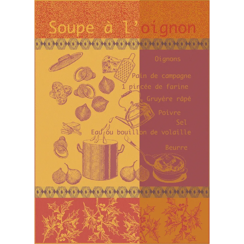 Soupe A L'Oignon Rouille 100% Cotton Jacquard Kitchen Towel 22"x31"