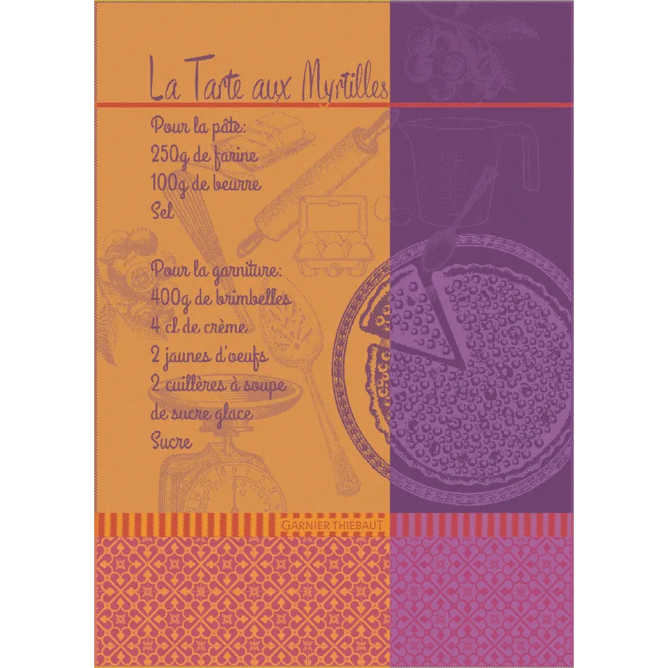 Tarte Myrtilles Violine 100% Cotton Jacquard Kitchen Towel 22"x31"