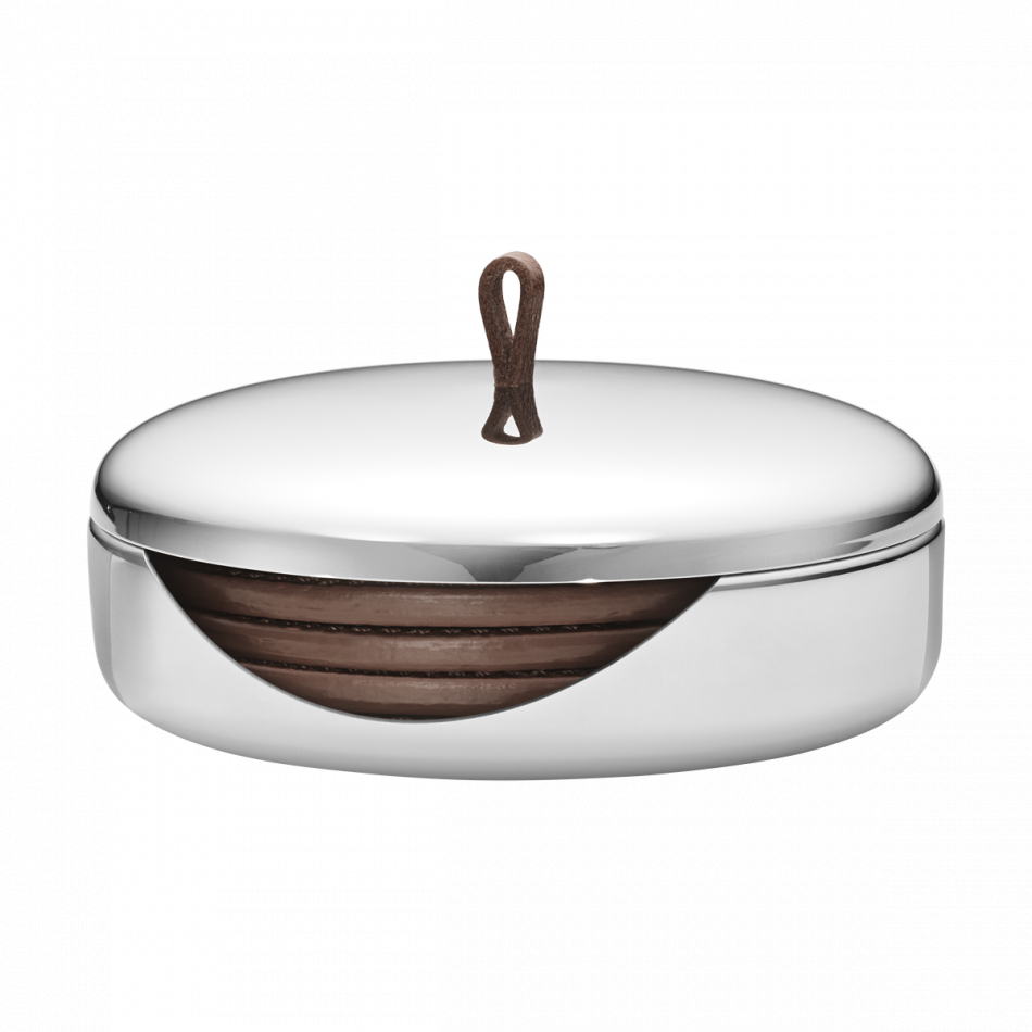 Sky Coaster Set Stainless Steel Leather