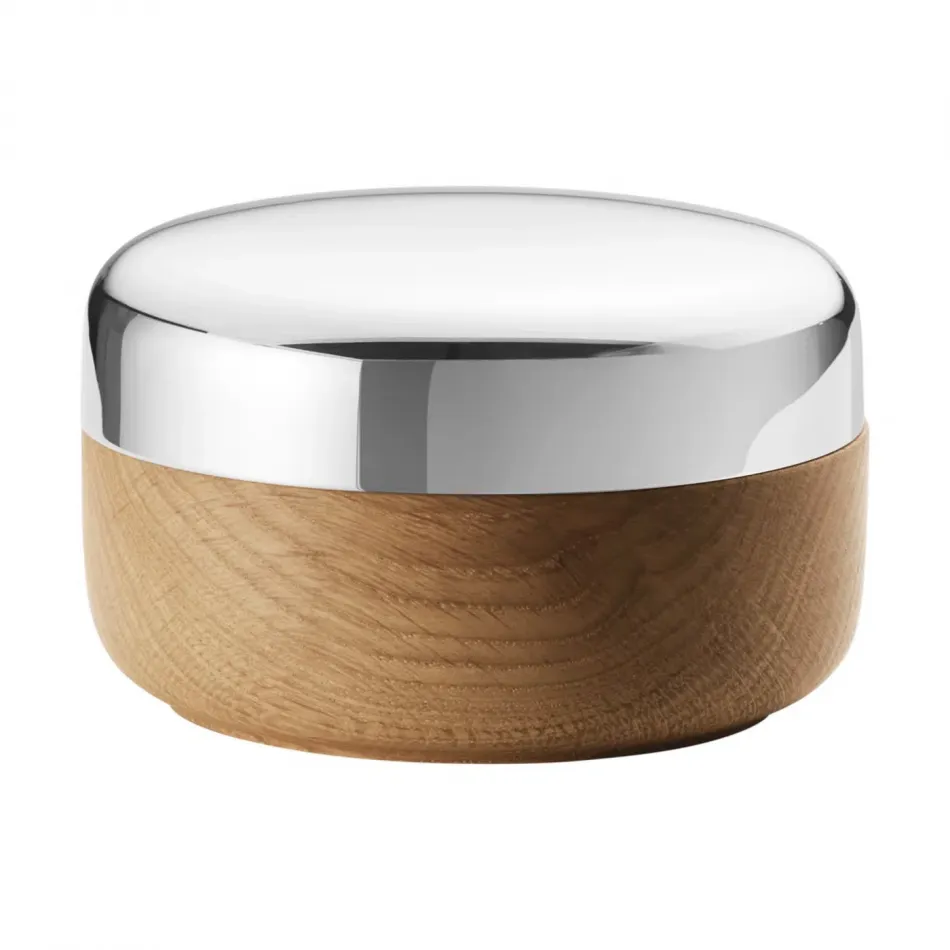 Alfredo Salt Jar Stainless Steel Mirror & Oak Wood