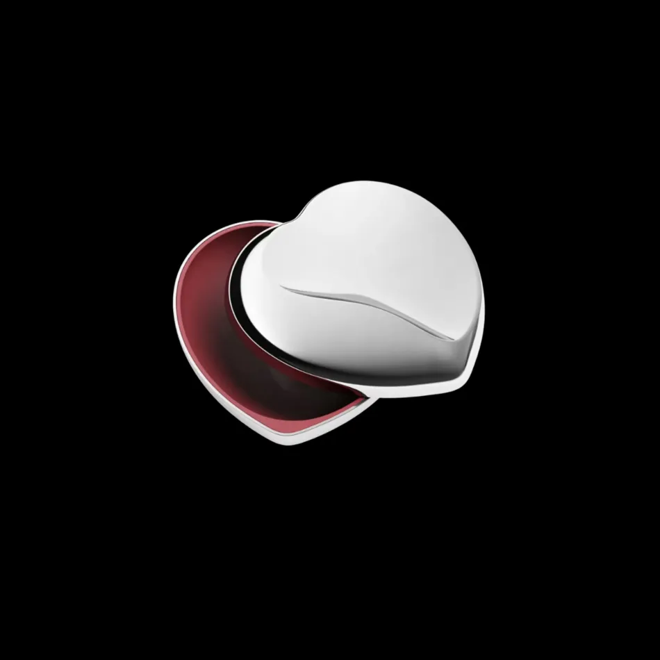 Heart Mirror Polished Stainless Steel ABS Plastic Pill Box