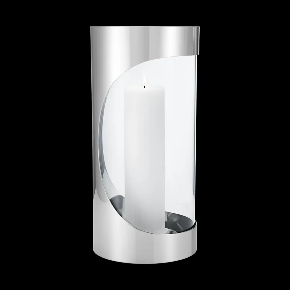 Chrome Contours Stainless Steel & Glass Hurricane