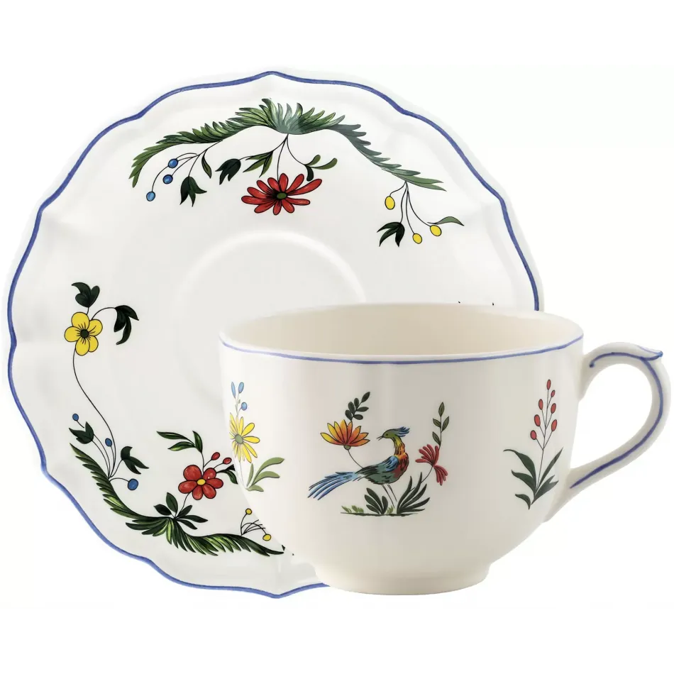 Oiseaux De Paradis Jumbo Cup & Saucer 15 1/4 Oz - 7 1/2" Dia