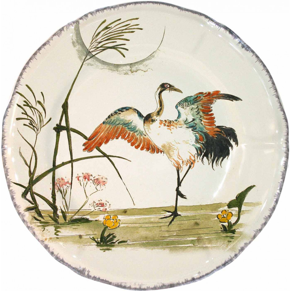 Grands Oiseaux Luncheon Plate Crane Standing 10 1/4" Dia