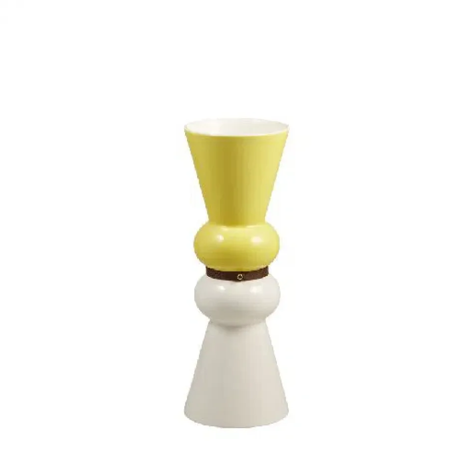 Siam Lemon Yellow Kaolin White Vase Small, 4 27/32" Dia - 12 19/32 H