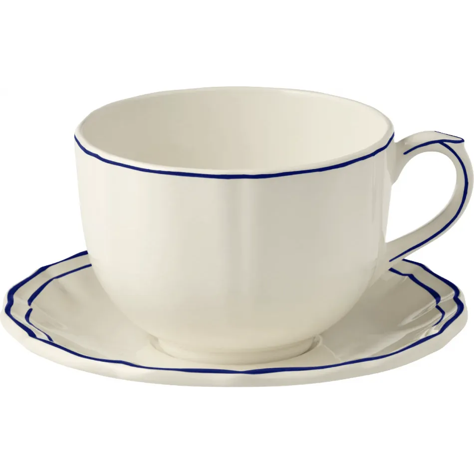 Filet Cobalt Jumbo Cup & Saucer 15 1/4 Oz - 7 1/2" Dia