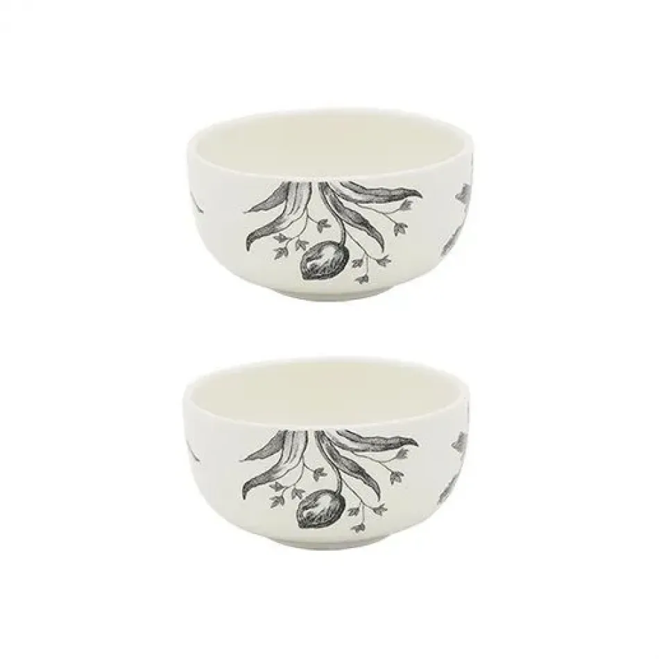 Tulipes Noires Set Of 2 Cocktail Bowls 3 3/4" Dia-1 15/16 H-5 1/3 Oz