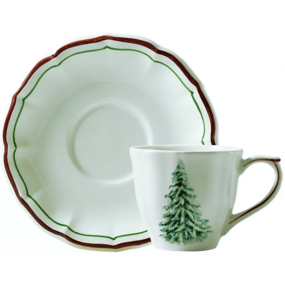 Filet Noel US Tea Cups & Saucers 8 1/2 Oz, 6" Dia, Set of 2