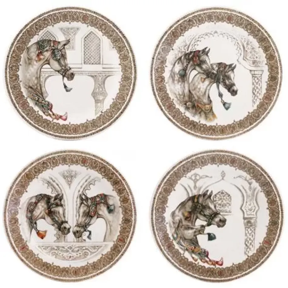 Chevaux Du Vent Set Of 4 Dessert Plates Assorted 8 11/16" Dia