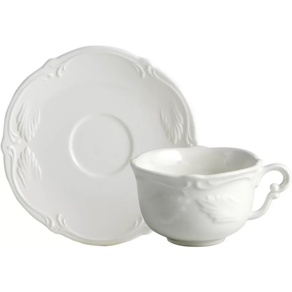 Rocaille Blanc Set Of 2 Tea Cups & Saucers