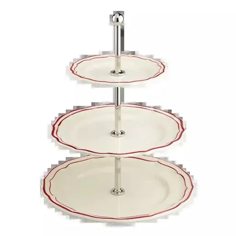 Filet Rouge Three-Tier Cake Stand 10 13/16" Dia - 11 13/16" H