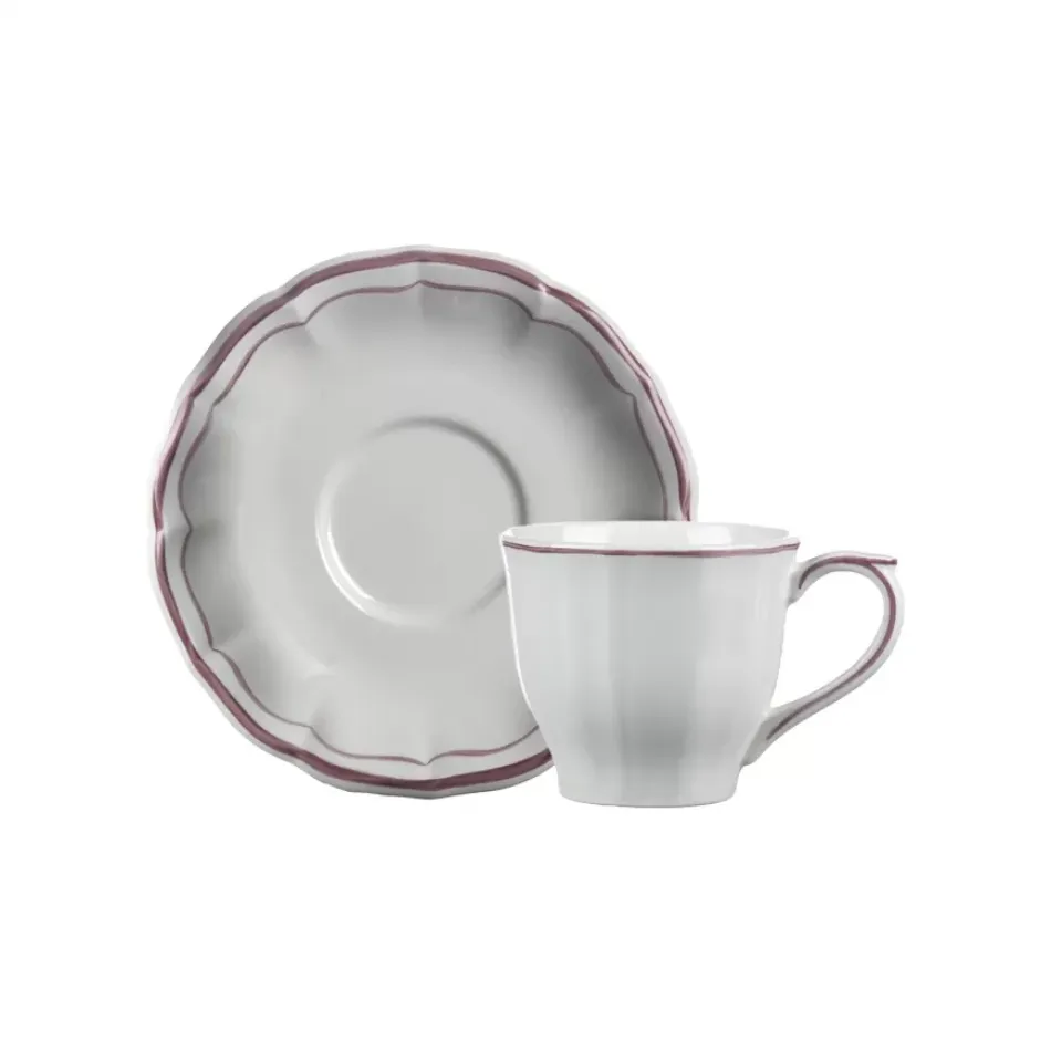 Filet Pivoine Set Of 2 Us Tea Cups & Saucers 8 1/2 Oz, 6" Dia