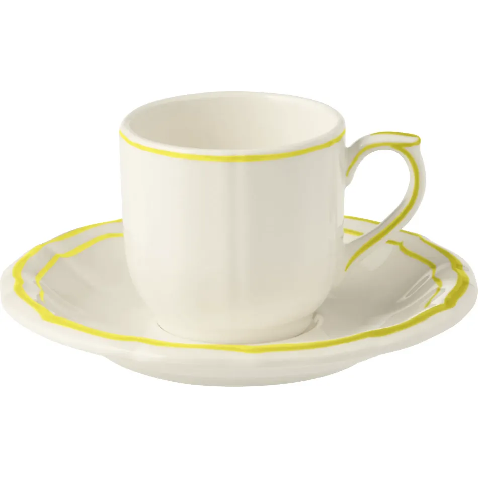 Filet Citron Set Of 2 Espresso Cups & Saucers