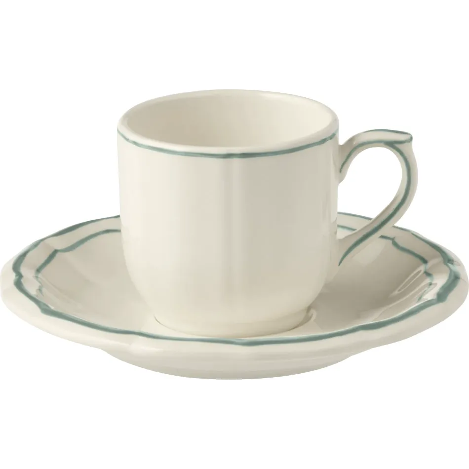 Filet Earth Grey Set Of 2 Espresso Cups & Saucers