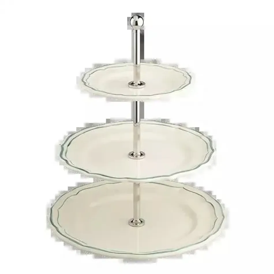 Filet Celadon Three-Tier Cake Stand 10 13/16" Dia - 11 13/16" H