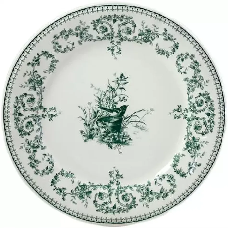 Les Depareillees Green Dessert Plate Oiseau 9 1/4" Dia