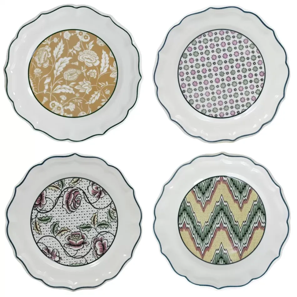 Dominote Set Of 4 Dessert Plates Assorted 9 1/8 " Dia