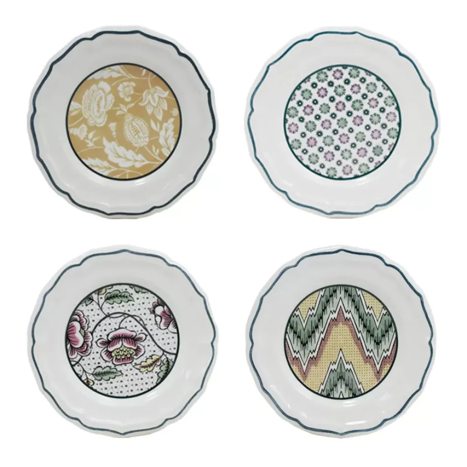 Dominote Set Of 4 Canape Plates Assorted 6 1/2" Dia