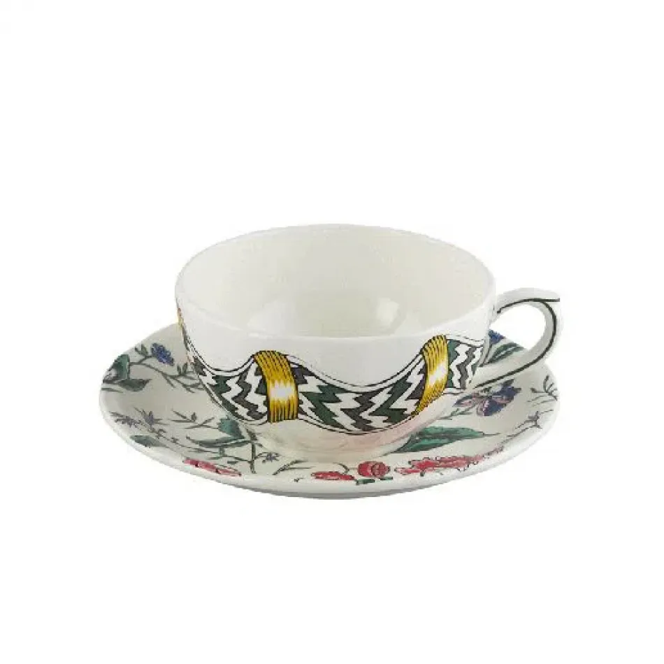 Dominote Hand Painted Breakfast Cup & Saucer 8 Oz