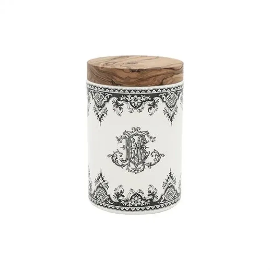 Monogramme Storage Jar, Large 3 1/4" Dia- 5 1/8 H