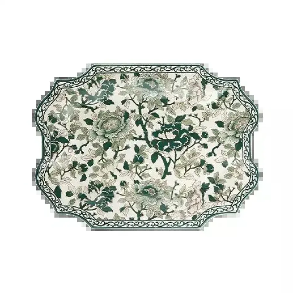 Pivoines Vert Serving Platter 17" X 14"