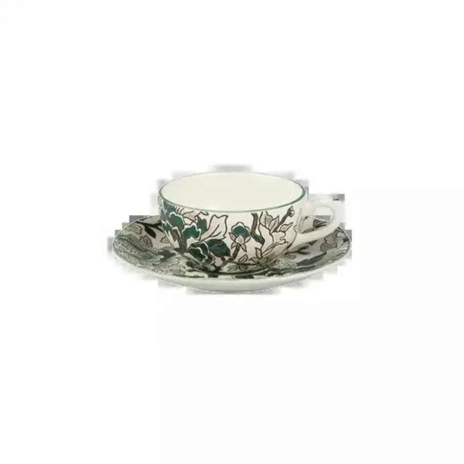 Pivoines Vert Tea Cup & Saucer 6 5/16" Dia