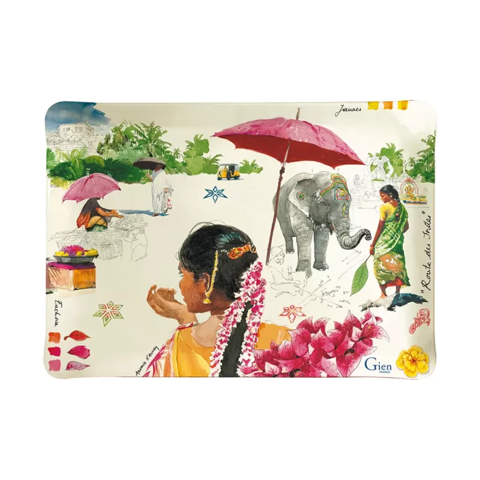 Route Des Indes Acrylic Serving Tray, Small 14 9/16" x 11 1/8"