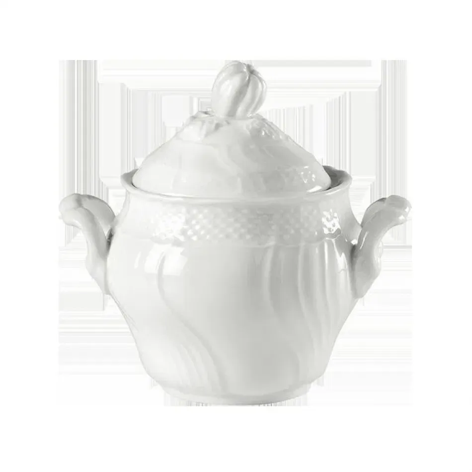 Vecchio Ginori Bianco Coffee Sugar Bowl With Cover For 6 10 oz 1/2