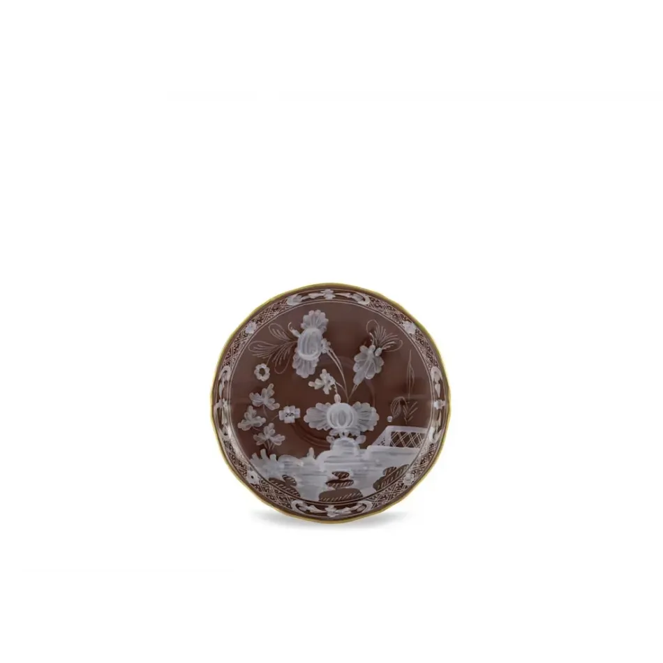 Oriente Italiano Castagna Tea Saucer Cm 15 In. 6 Antico Doccia Shape