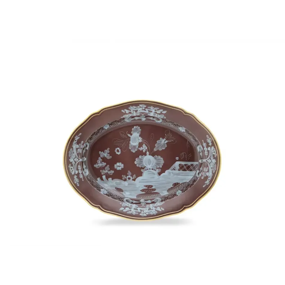 Oriente Italiano Castagna Oval Flat Platter Cm 34 In. 13 1/2 Antico Doccia