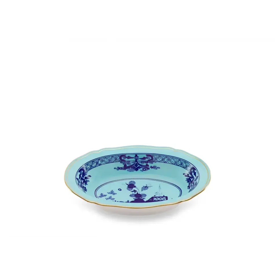 Oriente Italiano Iris Antico Doccia Deep Oval Tray Cm 25 In. 9,8