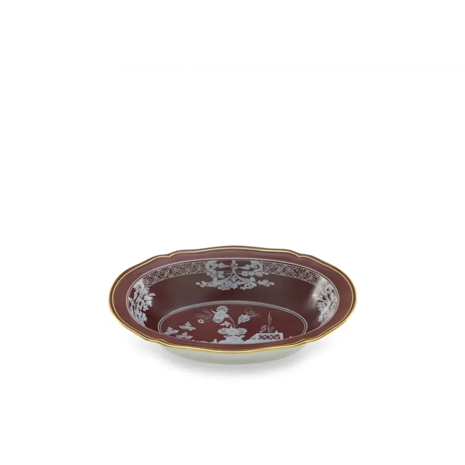 Oriente Italiano Castagna Antico Doccia Deep Oval Tray Cm 25 In. 9,8