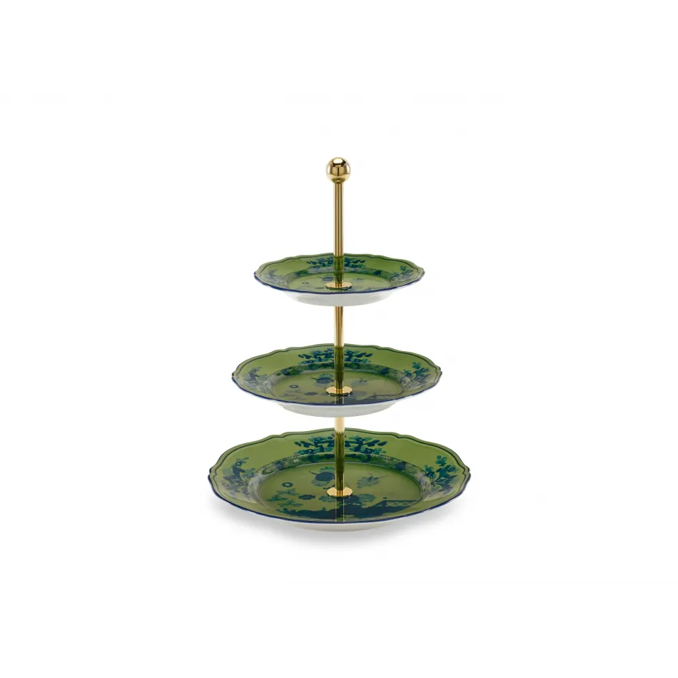 Oriente Italiano Antico Doccia Malachite 3 Tier Stand 26.5 cm
