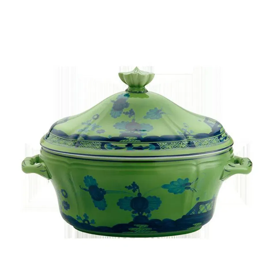 Oriente Italiano Malachite Oval Tureen With Cover Lt 3.85 Oz. 135 3/4