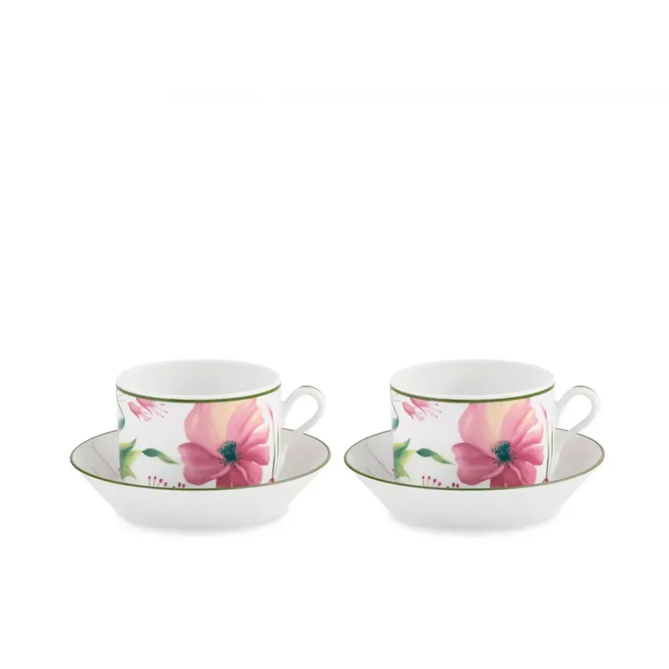 Florenza - Malva Fondo Bianco Impero Set 2 Tea Cup With Saucer Pcs 4